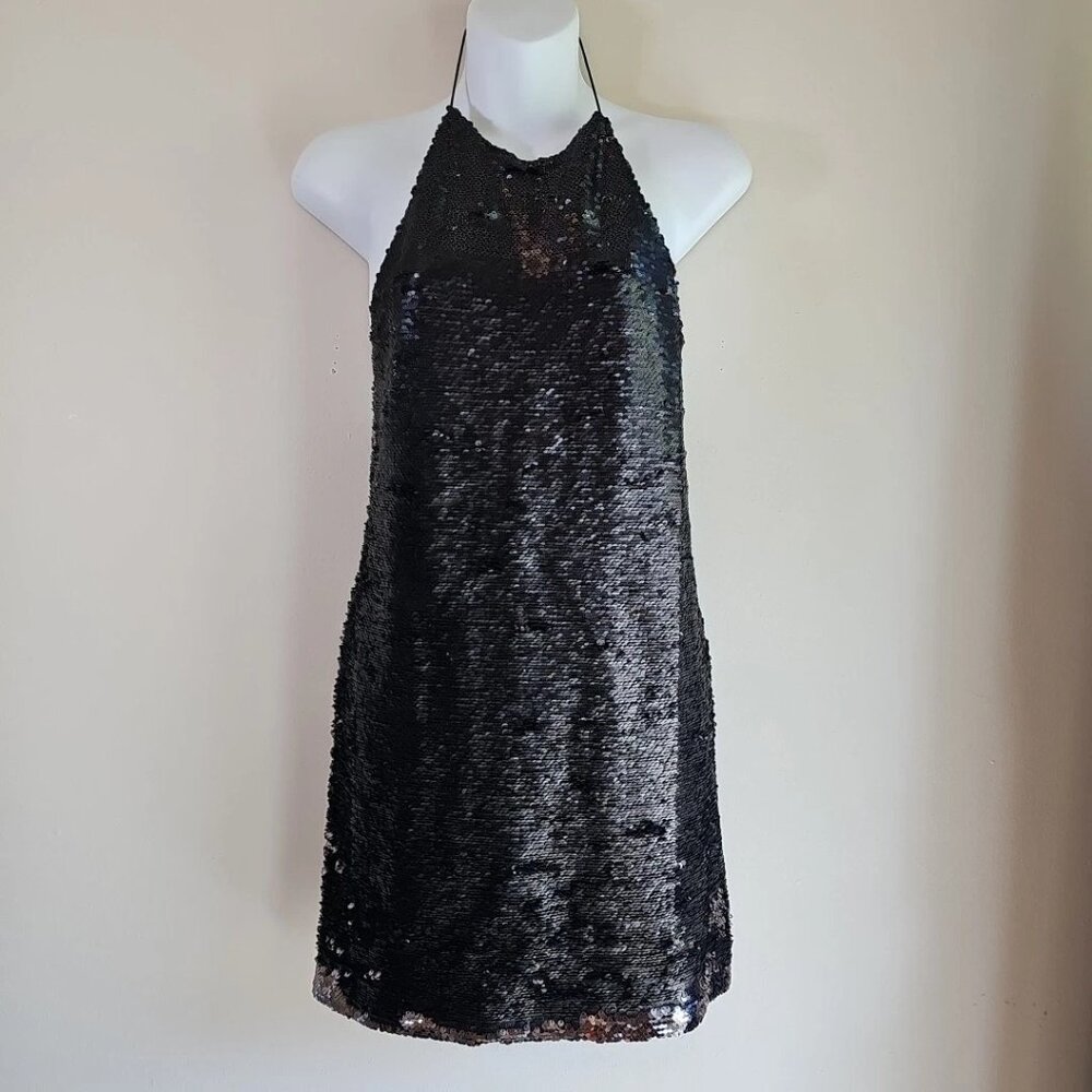 Urban Outfitters Ecote Ella Black Sequin Mini Dress: Size: XS